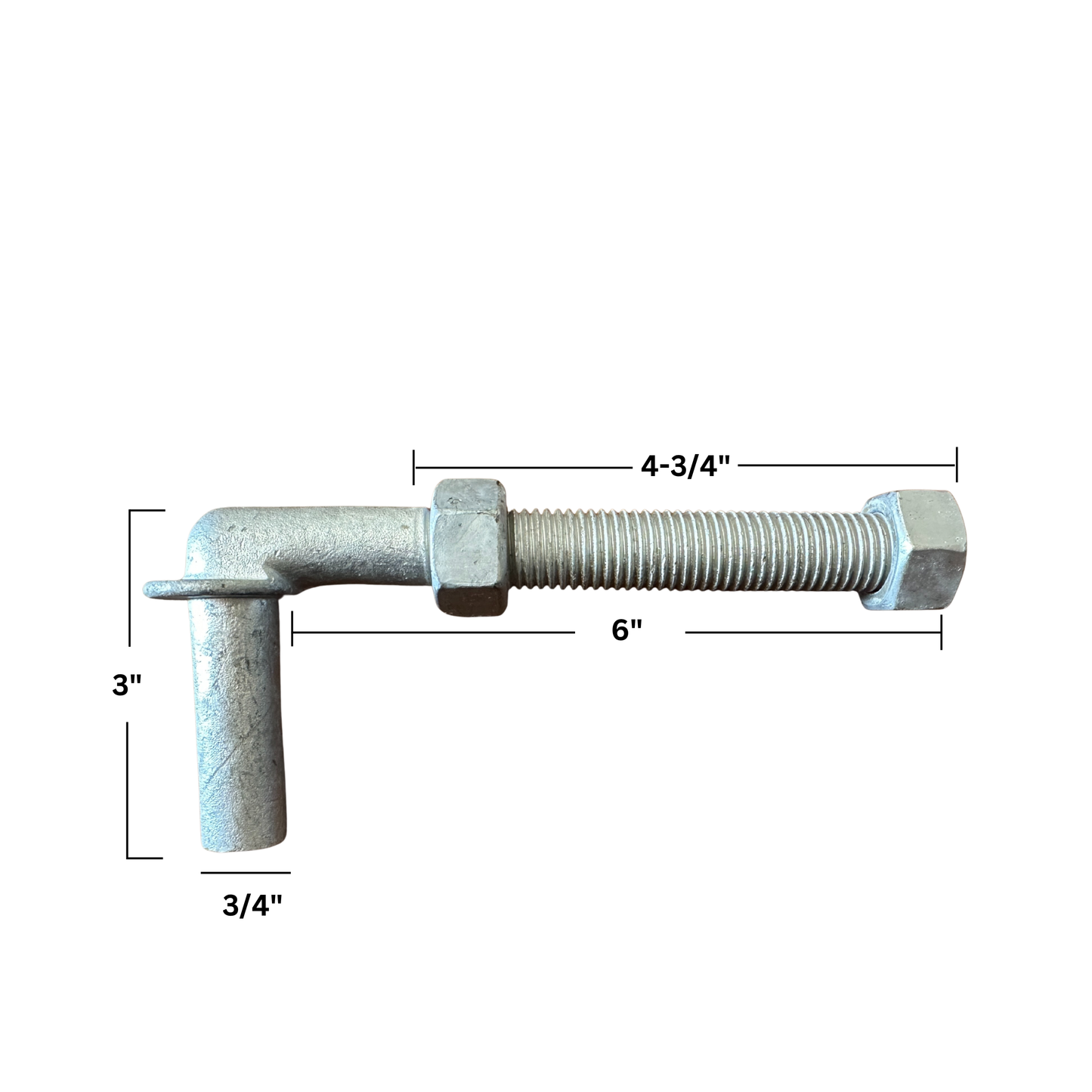 J Bolt Hinge w/ Nut Industrial Galvanized 3/4" x 6"