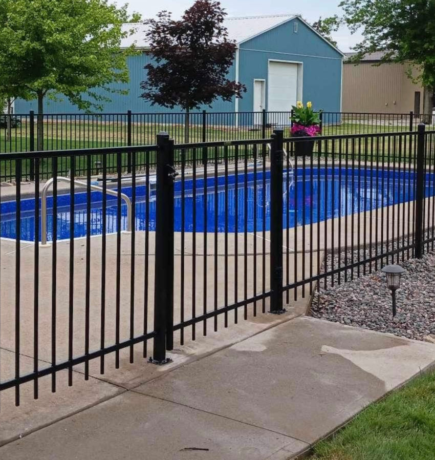 Majestic Style 2-Rail (4' H x 4' W) Ornamental Wrought Iron Black SS-Gate