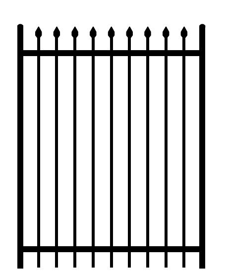 Classic Style 2-Rail (4'H x 4'W) Ornamental Wrought Iron Gate