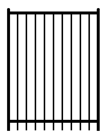 Majestic Style 2-Rail (5' H x 4' W) Ornamental Wrought Iron Black SS-Gate