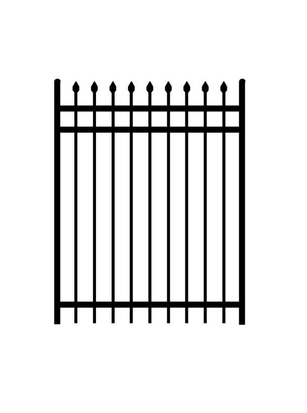 Classic Style 3-Rail (5' H x 4' W) Ornamental Wrought Iron SS-Gate