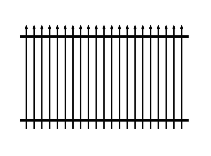 Classic Style 2-Rail (4') Black Ornamental Wrought Iron Panel