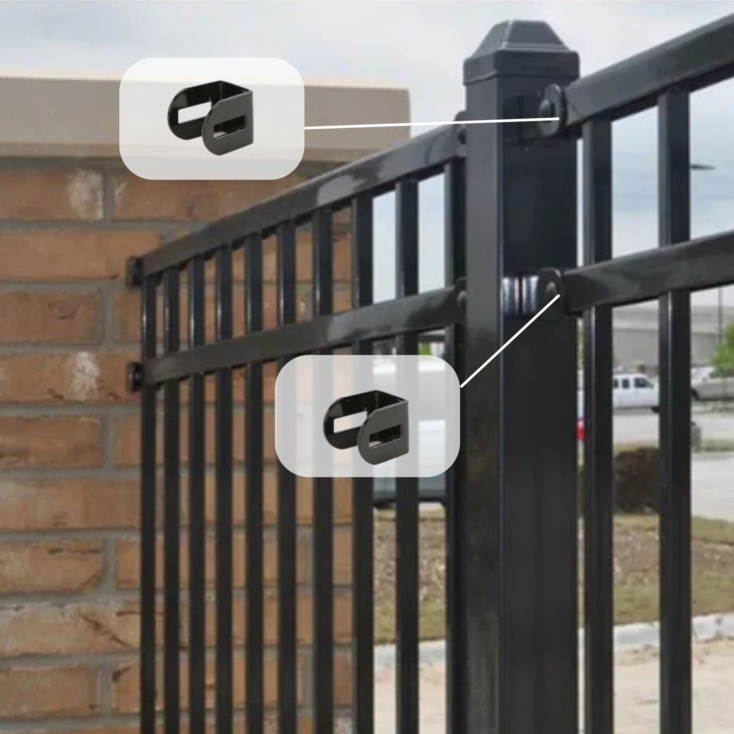 Ornamental Flat Back Mounting Bracket Black (2 Pack)